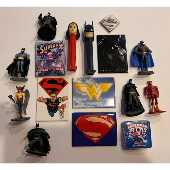 DC Comics Other - DC Comics Superhero Collectibles Stocking Stuffers, Pez, Magnets, Figures, 16 pc